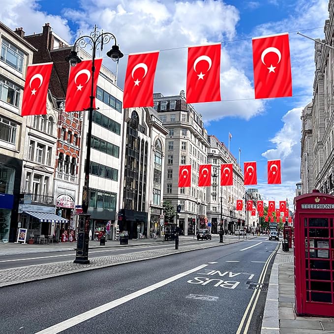AhfuLife 2 Pcs Turkey Flag 3x5 Ft, Large Turkey National Flags for Outside - Double Side with Brass Eyelets for Olympic Party Decorations, Bar Garden Street Decoration Indoor Outdoor