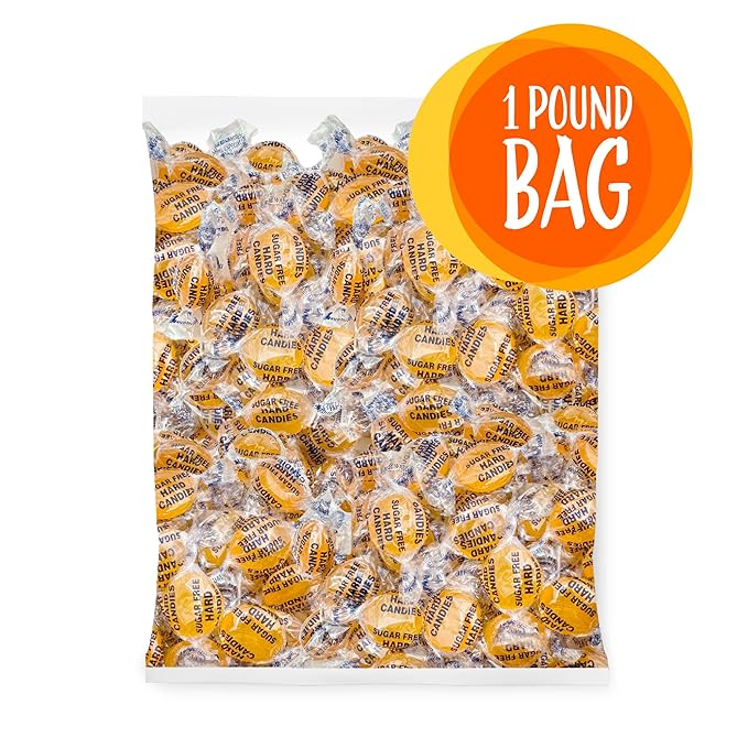 Sugar-Free Butterscotch Hard Candy | 1-Pound Bag - About 75 Pieces | Sugar Free Hard Candy Individually Wrapped | Smooth & Creamy Old School Butter Scotch Candies