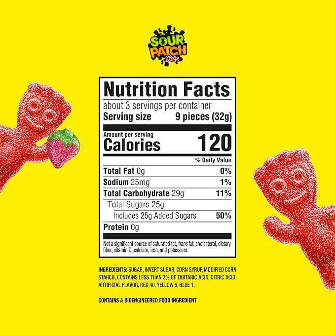 SOUR PATCH KIDS Strawberry Soft & Chewy Candy, Bulk Candy, 12 - 3.6 oz Bags