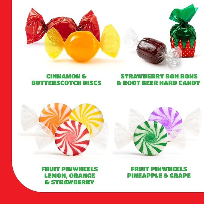 Hostess Old Fashioned Hard Candy Assortment - 2 Pound Bulk Pack (150 Count) - Hard Candy Individually Wrapped - Strawberry Bon Bons, Butterscotch, Cinnamon, Root Beer, Fruit Pinwheels
