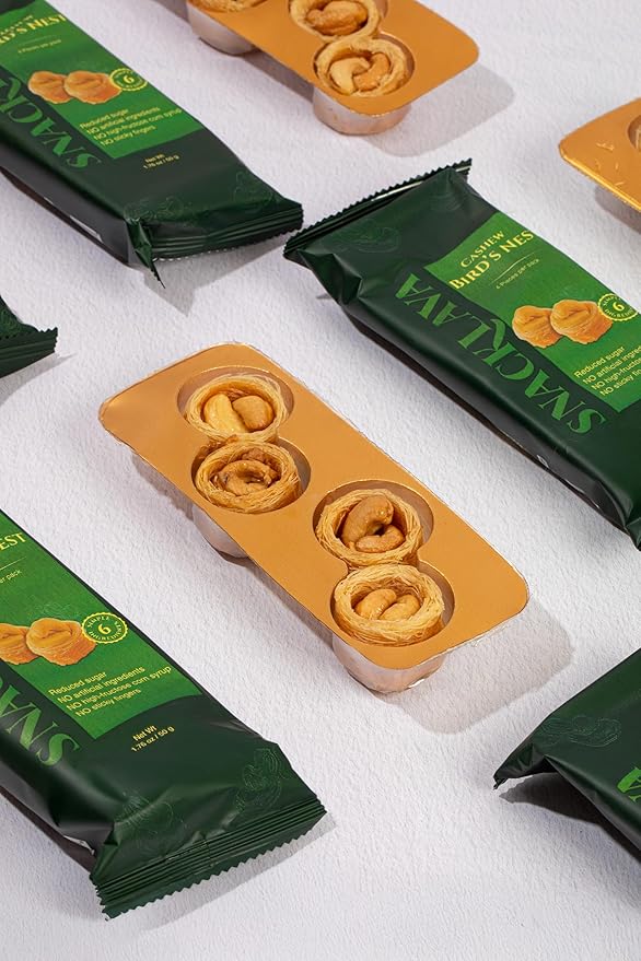 Snacklava Cashew Baklava Bird's Nest - 20 Pack (80 Pieces per Pack) - No Artificial Ingredients, Colors or Preservatives - Premium Handmade Pastries