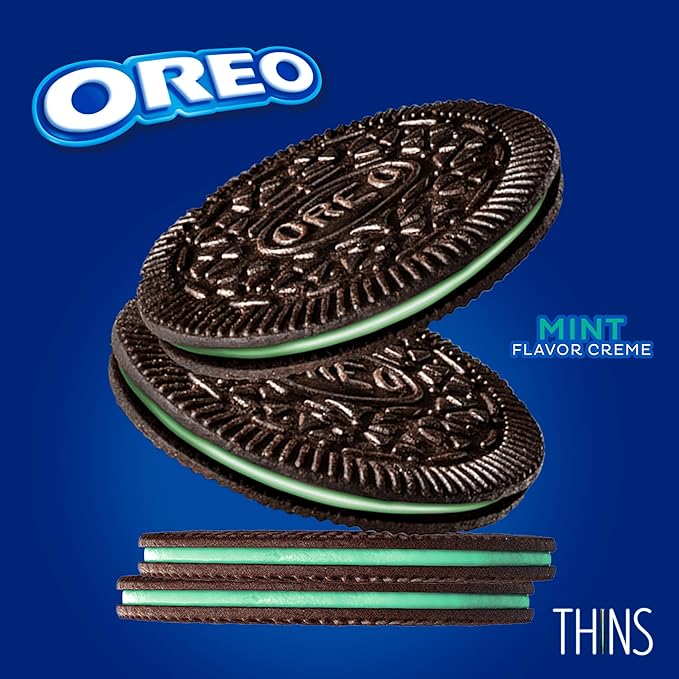 OREO Thins Mint Creme Chocolate Sandwich Cookies, Family Size, 12 - 13.1 oz Packs