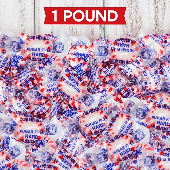 Sugar Free Starlight Peppermint Hard Candy 1 Pound - Approx. 75 Individually Wrapped Starlight Mints Peppermint Discs Hard Candy For Snacks & Treats - Taboom Candy
