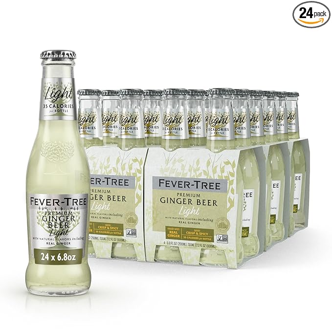 Fever-Tree Light Ginger Beer, 6.8 fl oz (24 Bottles) Lower in Calories, No Artificial Sweeteners, Flavorings or Preservatives