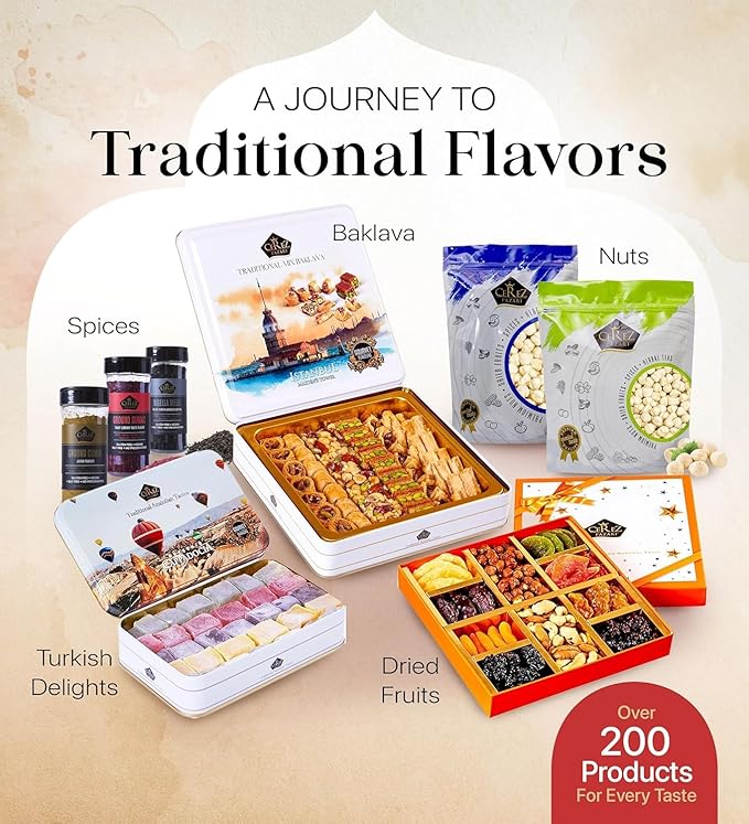 Cerez Pazari Baklava Pastry 8.5oz, Baklava Gift Box with Rich Pistachios, Walnuts, Hazelnuts and Cashews, Halal Shatila Baklava, Traditional Turkish Arabic Dessert Gift Box, Sweet Food Gifts for Women