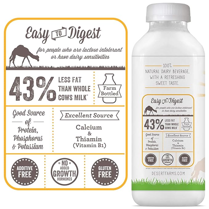 Organic Fresh Frozen Camel Milk - Fresh Flavor with Health Benefits - Pure & Natural Grade A -Allergen Free Milk from Healthy Camels in Midwest - Made In The USA [6 Pack]