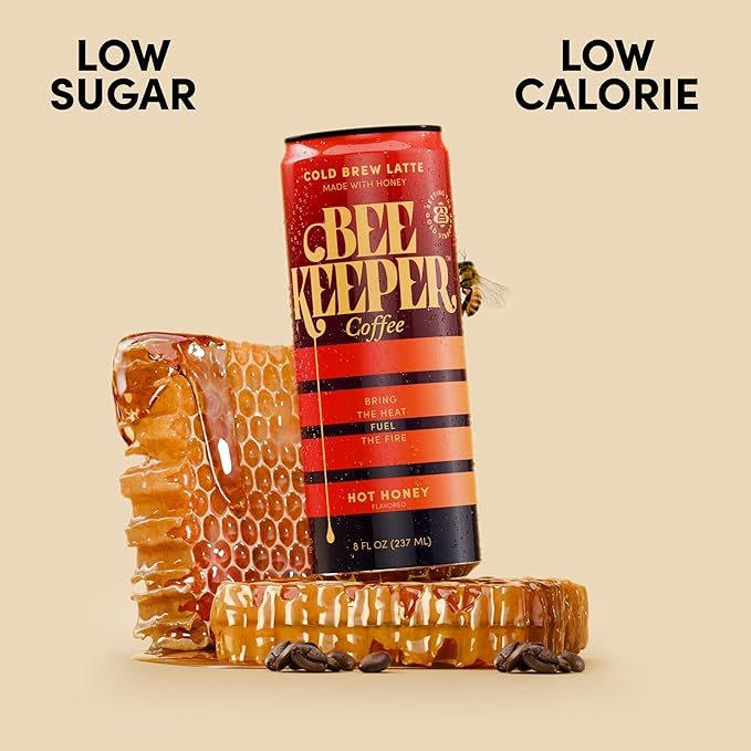 Beekeeper Coffee Cold Brew - Hot Honey Latte - 12 Pack - Specialty Grade Coffee Beans, Ready-to-Drink On-the-Go, Hot Chili Flavor