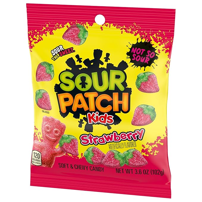 SOUR PATCH KIDS Strawberry Soft & Chewy Candy, Bulk Candy, 12 - 3.6 oz Bags