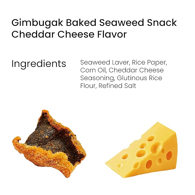 Baked Seaweed Snacks - Cheddar Cheese Seasoned Gimbugak, 1.76oz