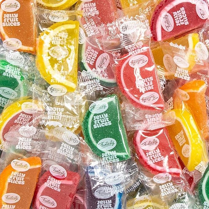 Fruit Slices - 2 Pound Bulk Pack (About 60 Count) - Jelly Candy - Assorted Flavors - Individually Wrapped Fruit Slices Candy for Holiday Snacking and Gifting