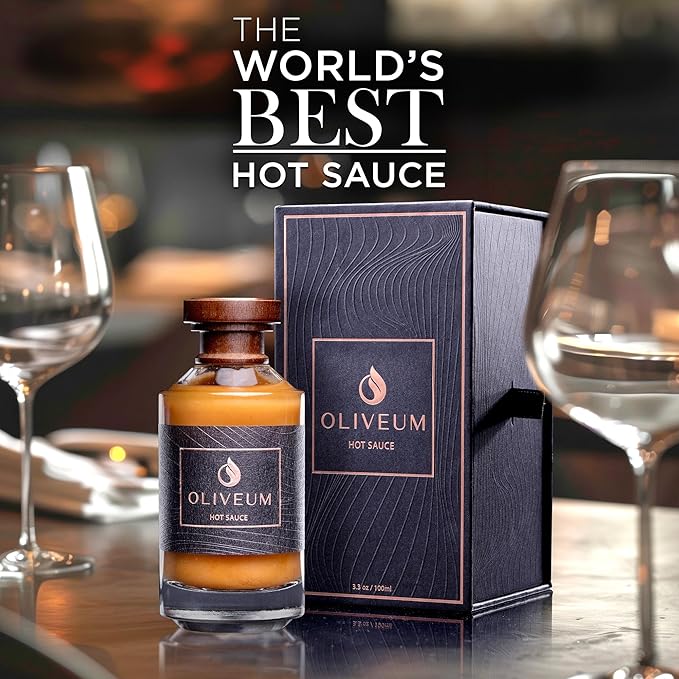 Oliveum Hot Sauce - Gourmet Medium Spice Organic Habanero Peppers. Unique Spicy Salsa Flavor For BBQ, Mexican, Asian, Steak, Chili, Tacos, Buffalo, Wings, Pizza. Experience Fancy Luxury Craft Hand Made Small Batch Best and Hottest Gift Idea For Men in ...