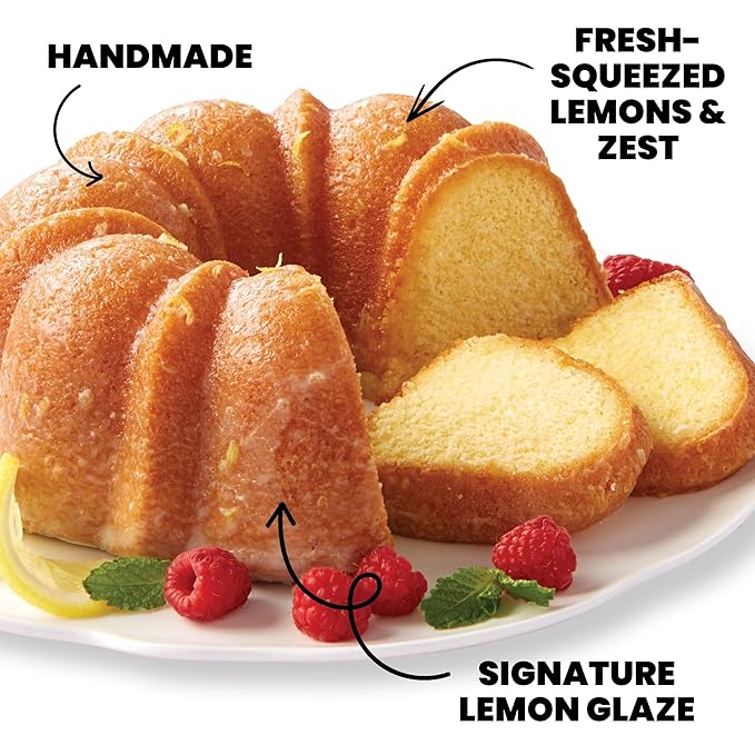 Cheryl's Cookies® Miss Grace Lemon Cake in Tin, Handmade with Freshly Squeezed Lemons, Lemon Glazed, Kosher, For Any Occasion, Birthday, Anniversaries, Congratulations, 12 Servings