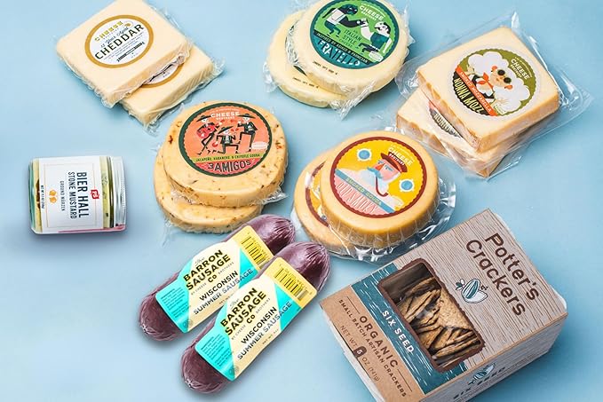 Cheese Bros. World's Cheesiest Dad Father's Day Deluxe Gift Box | Wisconsin | Includes Italian Fratello, Gouda, Aged Cheddar, Classic Mustard, Artisan Salami and Crackers | Great Food Gifting Idea!…
