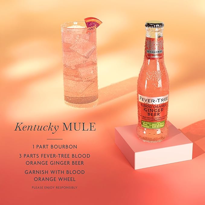 Fever-Tree Blood Orange Ginger Beer – Premium Mixer for Cocktails and Mocktails, 6.8 fl oz Bottles, Pack of 24 – Naturally Sourced, Non-GMO