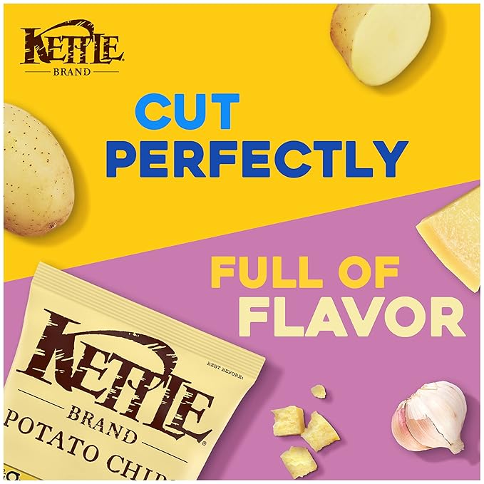 Kettle Brand Potato Chips, Parmesan Garlic Kettle Chips, 8.5 Oz