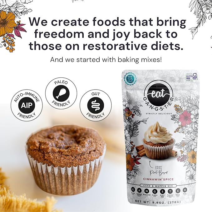 eat G.A.N.G.S.T.E.R. Cinnawin Spice Cake & Muffin Mix 3-Pack, Allergy-Friendly Baking Mix, Grain-Free, No Dairy, Nuts, Gluten, Dairy, For Paleo & AIP Diets, Delicious Cakes, Muffins and Cupcakes