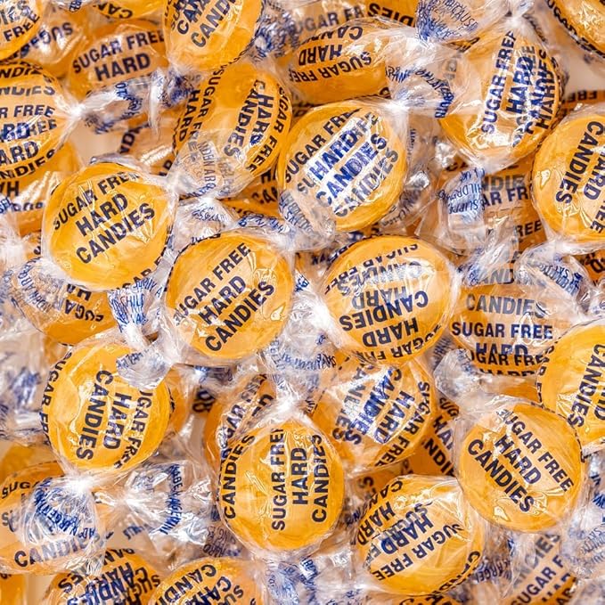 Sugar Free Butterscotch Hard Candy - 2 Lbs of Individually Wrapped Sugar Free Hard Candies - Low-calorie Smooth and Creamy Butterscotch Buttons - Packaged Fresh in NY