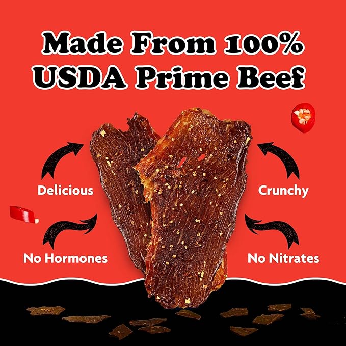 Yay's Snacks Sweet and Spicy Beef Crisps | Crispy, Crunchy, High Protein Snacks | Spicy Beef Jerky with 24G Protein Snacks Per Bag | Healthy Meat Snacks Non-GMO, USA Made - 6 Packs (1.75 Oz Each)
