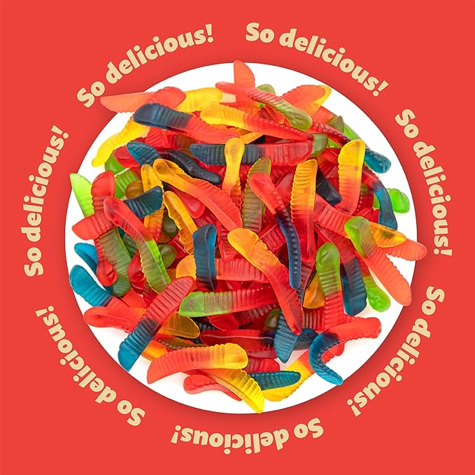 Gummy Worms | 2 Pound Bag | Gummy Candy Made with Real Fruit Juice | Chewy Candy in Assorted Fruit Flavors | Gummies for Buffets, Party Favors and Goody Bags