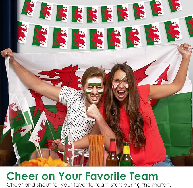 AhfuLife Wales Flag 3x5 Ft, Large Wales Flag for Outside - Double Side with Brass Eyelets for Olympic Party Decorations, Bar Garden Street Decoration Indoor Outdoor