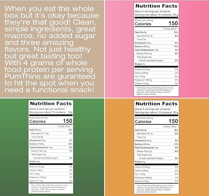 Foodies PumThins Variety Pack, Gluten Free, Made with Organic Pumpkin Seeds, No Seed Oils, Healthy, Paleo Friendly, 4.25 oz 3-Pack