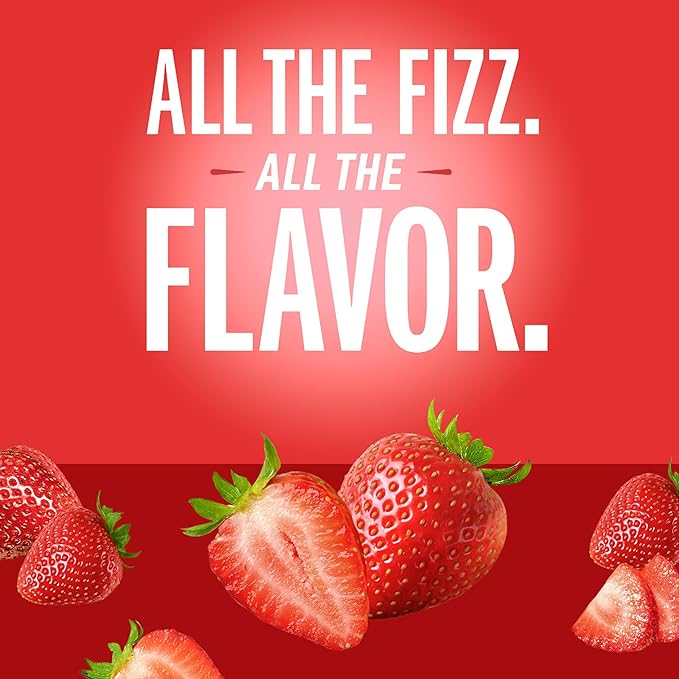 IZZE Sparkling Water Juice Beverage Blend, Strawberry, No Sugar Added, 8.4 FL OZ, 24 Cans
