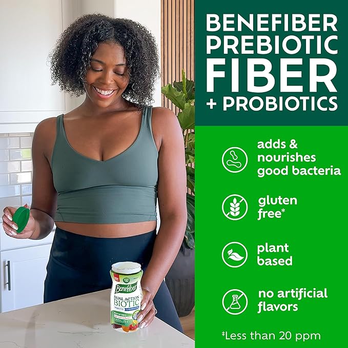 Benefiber Prebiotic Fiber Supplement Gummies with Probiotics for Digestive Health, Assorted Fruit Flavors - 50 Count