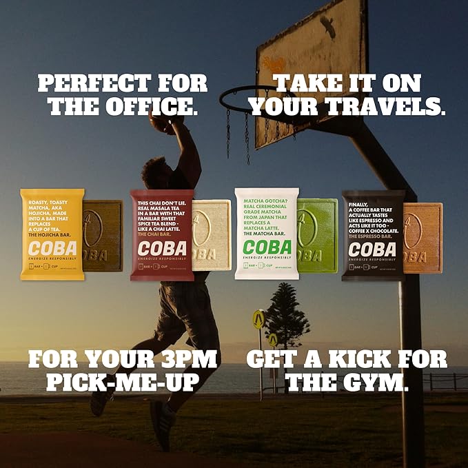 COBA Caffeinated Coffee Chocolate [1 Bar = 1 Espresso] - Energy Boost, Portable, All Natural Caffeine for Gym, Travel, Daily Use - Gluten Free, Non GMO (8 Pack, Espresso)