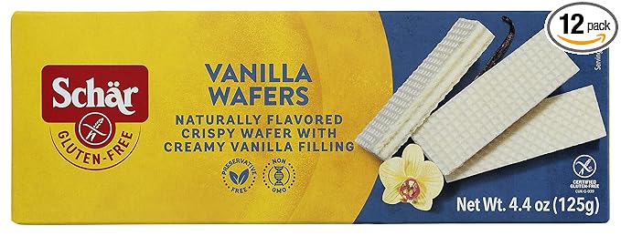 Schär Gluten-Free Vanilla Wafers, 4.4oz (Pack of 12) – Crispy Texture, Rich Vanilla Flavor, Non-GMO, No Artificial Preservatives, Perfect Snack or Dessert Ingredient