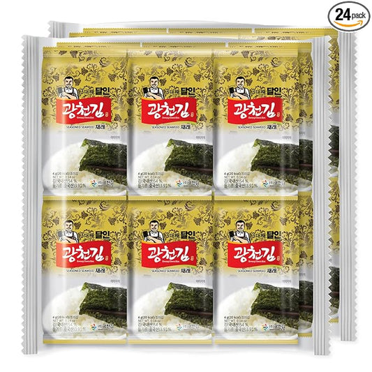 KIMNORI Kwangcheonkim Seasoned Seaweed Snacks – 24 Individual Packs Sheets Premium Natural Roasted Laver Nori 4g 0.14 Ounce