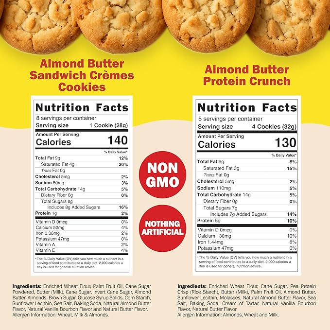CHEF SANG! Protein Crunch & Almond Butter Cookies | No Artificial Flavors or Preservatives | Individually Wrapped | On-The-Go Snack Pack of 6