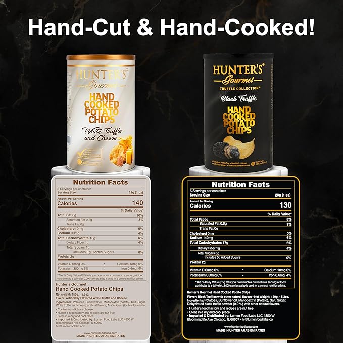 Hunter's Gourmet Chips Truffle Collection | Hand-Cut | Made in a Nut-Free Facility | Cholesterol-Free | No Artificial Colors | Vegetarian Truffle Lover | Premium Treat Pack of 4