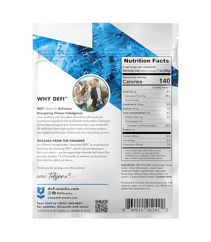 DEFI Milk Chocolate Crispy Superfood High-Protein Bites – 26g of Protein per Serving, Gluten-Free, Non-GMO, Kosher – Ideal On-the-Go Snack for Active Lifestyles