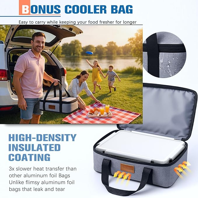 Chilled Portable Snackle Box Container Beach Essentials Insulated Bag Keep Food Warm, Divided Serving Tray Reusable Ice Pack Road Trip Essentials for Charcuterie Snack Picnic