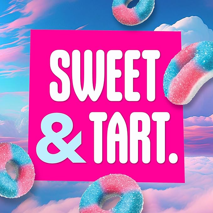 SweeTARTS Halos, Candy, Blue Punch and Strawberries and Cream, Tart and Chewy, Soft and Fluffy, 3.5 oz (12 count)