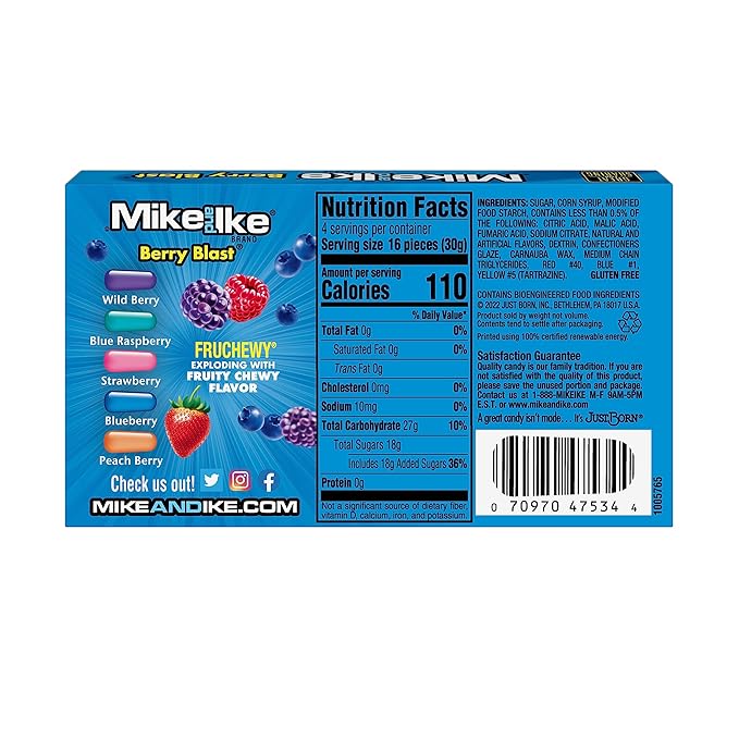 Mike and Ike Candy, Berry Blast, 4.25oz Theater Box, Pack of 12