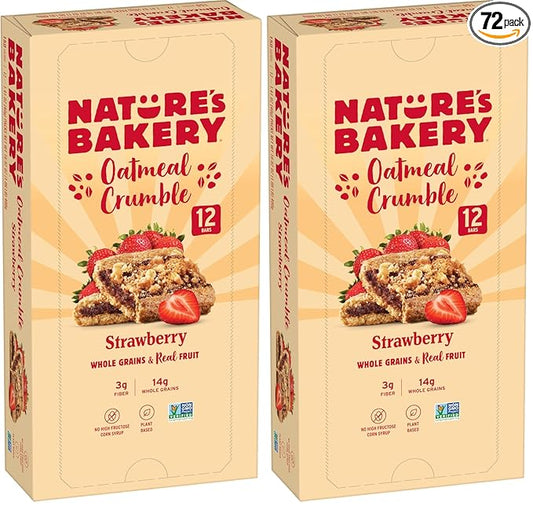 Nature’s Bakery Oatmeal Crumble Bars, Strawberry, Real Fruit, Vegan, Non-GMO, Breakfast bar, 1 Box With 12 Twin Packs (12 Twin Packs) (Pack of 2)