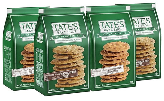 Tate's Bake Shop Cookies, Variety Pack, 4 Count, 2 Chocolate Chip & 2 Walnut Chocolate Chip