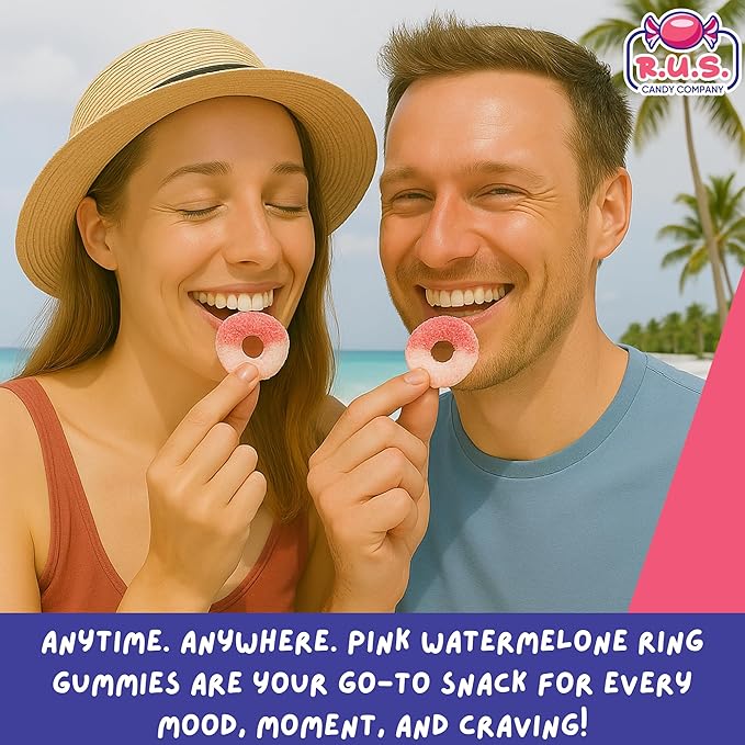 Pink Watermelon Ring Gummies 4.5 lbs Bulk Bag – Fruity Gummy Candy – Fresh, Soft & Chewy – Party, Snack, Candy Buffet – by RUS Candy Company (Pink Watermelon)