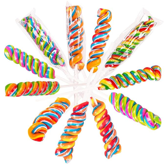 Rainbow Twist Lollipops Swirl 18 PCS- Spiral Twisty Lollipop - Bulk Lolipop Candy Suckers Treats - Swirly Candies for Birthdays Party Favors and Goodie Bags - Easter Basket Fillers for Kids