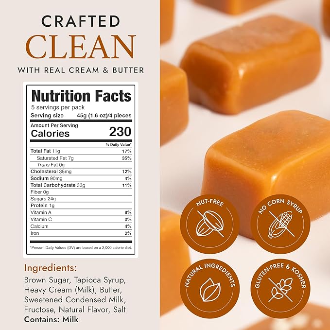 Béquet Caramel - Green Apple Caramel Candy - Gourmet Caramel Candy - Caramel Candy Individually Wrapped - Made in Montana - Kosher (Star D) and Gluten Free - 24oz Resealable Pouch