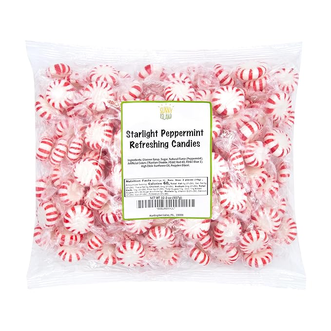 Starlight Peppermint Hard Candy | Bulk 2 Pounds | Mints Individually Wrapped | Peppermints | Refreshing Peppermint Candies | Starlight Mints