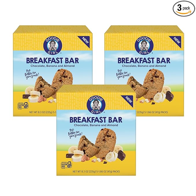 Goodie Girl Soft Breakfast Bar, Chocolate Banana and Almond | Baked, Chewy, Gluten Free (3 Pack)