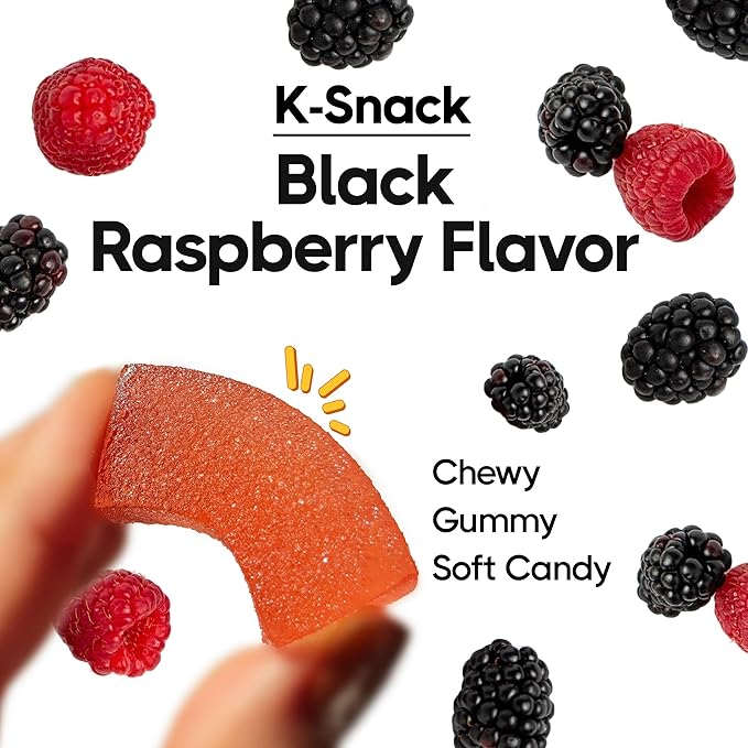 COELO Black Raspberry Jelly 9.87oz (280g) | Bokbunja Soft Candy | Korean Sweet & Tangy Flavor Dessert Chewy Gummy Snack | Camping Trip Picnic Share Size On-The-Go Individual Wrapped K-Food 복분자젤리