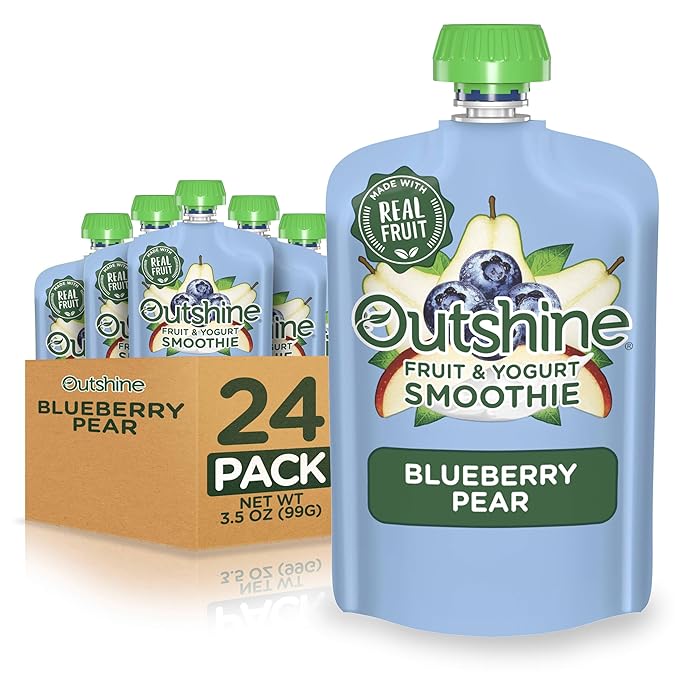 Outshine Fruit & Yogurt Smoothie Blueberry Pear, 24-Pack of 3.5oz Fruit & Yogurt Pouches