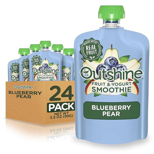 Outshine Fruit & Yogurt Smoothie Blueberry Pear, 24-Pack of 3.5oz Fruit & Yogurt Pouches