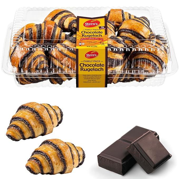 Cinnamon Rolls | Cinnamon Buns | Breakfast Pastry | Approx 20 Rugelach Pastries Cinnamon Croissants | Preservative Free & No Coloring Added | Dairy & Nut Free | 19 oz Stern’s Bakery