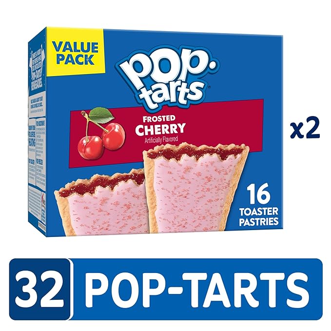 Pop-Tarts Toaster Pastries, Breakfast Foods, Kids Snacks, Value Pack, Frosted Cherry (32 Pop-Tarts)