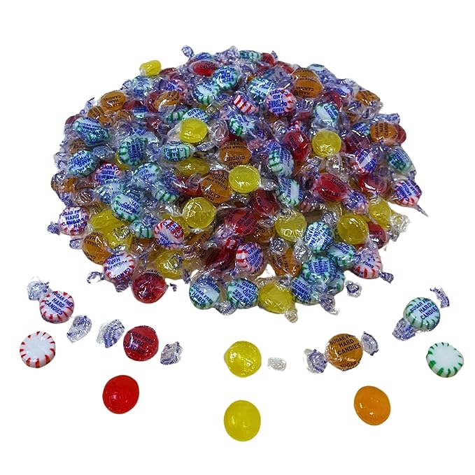 Sugar Free Assortment Hostess Deluxe Mix Hard Candies -3lbs Bag Individually Wrapped Keto And Diabetic Friendly Gourmet Nostalgic Flavored Hard Candy Discs (48oz)