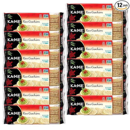 Ka-Me Rice Crackers Gluten Free And Non GMO Verified - Wasabi (Pack of 12)